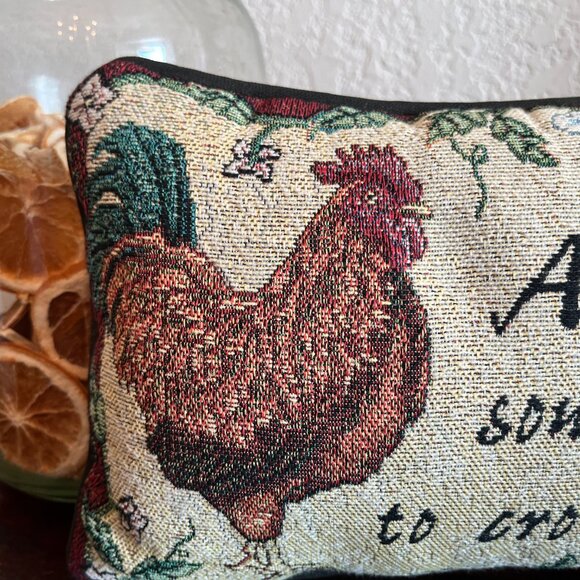 Rooster Small Word Tapestry Pillow Chicken Lady Country Farmhouse Cottagecore - Picture 2 of 7